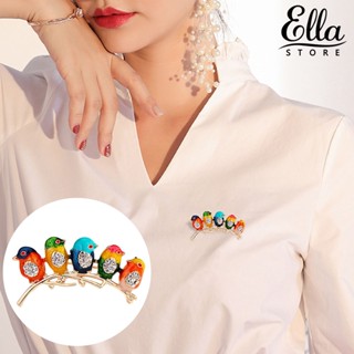 Ellastore123 เข็มกลัด รูปนก ประดับพลอยเทียม กันสนิม หลากสี กันการสึกหรอ