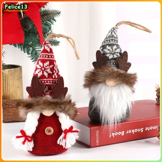 ตกแต่งคริสต์มาส Elk Antler หมวกตุ๊กตาผ้าจี้รูดอล์ฟตุ๊กตา Xmas Tree Dress Up -FE