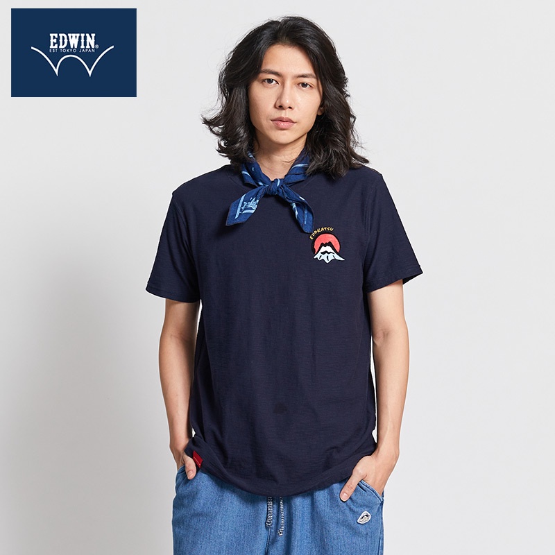 Edwin Japan Edo Katsu Fuji โลโก้พิมพ์หลวม 100% เสื้อยืดแขนสั้นผ้าฝ้ายพร ...