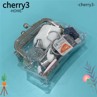 Cherry3 กระเป๋าใส่เหรียญ PVC แบบใส ขนาดเล็ก พร้อมจี้คลิปปากเหล็ก ลิปสติก สําหรับผู้หญิง
