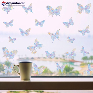 Dreamforest สติกเกอร์ ลายผีเสื้อ สีรุ้ง สําหรับติดตกแต่งกระจก หน้าต่างบ้าน ออฟฟิศ DIY B4H6 1 ชุด