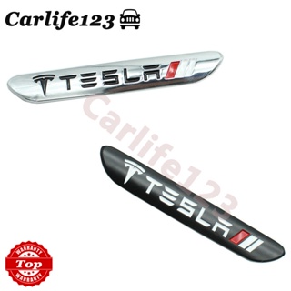 สติกเกอร์โลโก้โลหะ รูปตราสัญลักษณ์ Tesla Body Side สําหรับตกแต่งรถยนต์ 3 Y X S Tail Leaf Plate