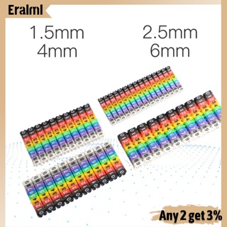 Eralml ป้ายแท็กตัวเลขดิจิทัล 0-9 หลากสี สําหรับสายไฟ 1.5 มม.2