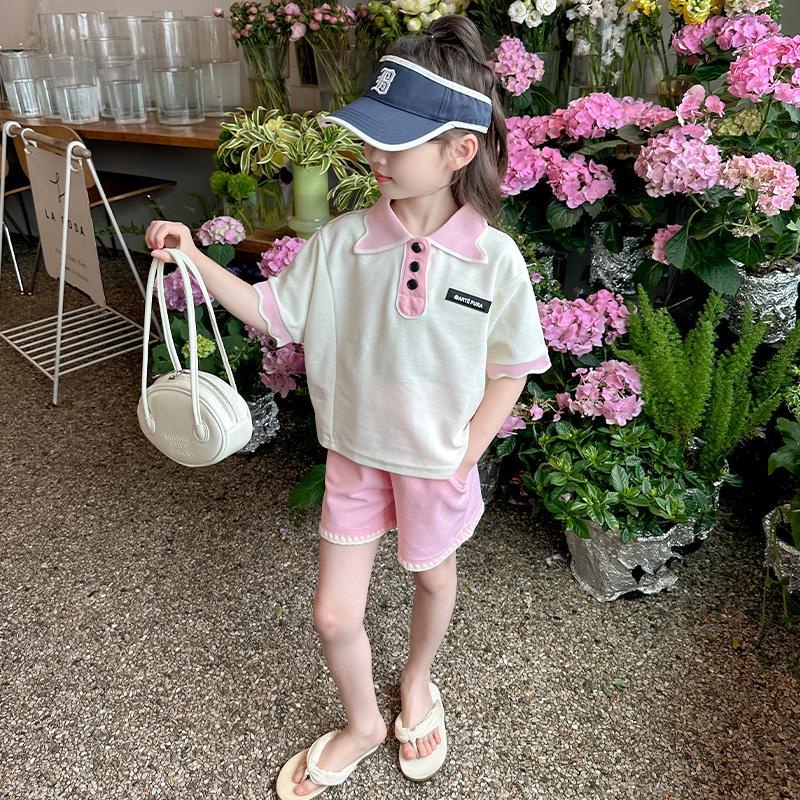 girls-suit-summer-style-2023-new-fashionable-summer-dress-short-sleeved-childrens-summer-sports-shorts-two-piece-set