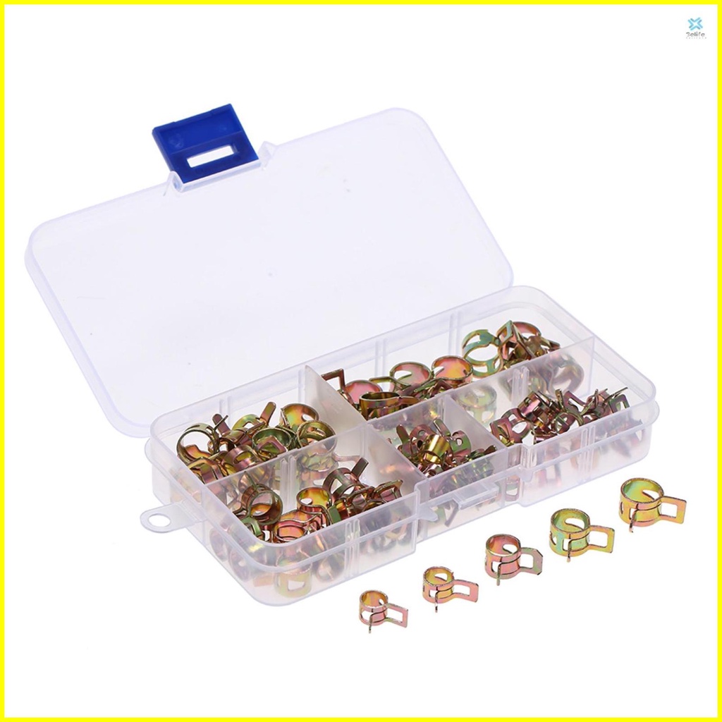 Convenient 75 Pcs Assortment Set Autos Spring Clip Hose Clamps Fuel Oil