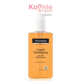 Neutrogena Liquid Pure Mild Facial Cleanser 150ml นูโทรจีนา ลิควิด เพียว มายด์ เฟเชียล คลีนเซอร์ สบู่เหลวสูตรอ่อนโยน.