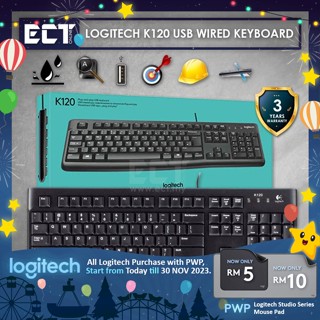 คีย์บอร์ด Logitech K120 พร้อมปุ่มรายละเอียดต่ํา และรูปแบบมาตรฐาน