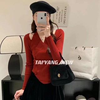 เสื้อกันหนาวแขนยาว ผ้าถัก ทรงไม่สมมาตร สุดชิค สุดเซ็กซี่ ขนาดใหญ่ เหมาะกับฤดูใบไม้ร่วง และฤดูหนาว สําหรับผู้หญิงอ้วน MC X1PL