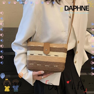 Daphne กระเป๋าถือ กระเป๋าสะพายไหล่ ผ้าถัก น้ําหนักเบา แต่งซิป แต่งไล่โทนสี สําหรับสตรี