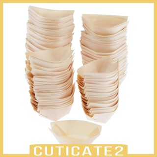 [Cuticate2] ถาดไม้ แฮนด์เมด แบบใช้แล้วทิ้ง สําหรับเสิร์ฟซูชิ สลัด อาหารเรียกน้ําย่อย 100 ชิ้น