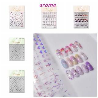 Aroma สติกเกอร์ตกแต่งเล็บ ลายดวงจันทร์ ดาว หัวใจ เด็กผู้หญิง สีบรอนซ์ สําหรับตกแต่งเล็บ