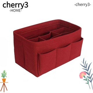 Cherry3 กระเป๋าเครื่องสําอาง กระเป๋าถือ ผ้าสักหลาด แฟชั่น ทนทาน สําหรับผู้หญิง