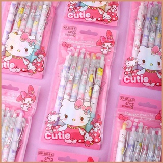 23 6 ชิ้น / เซต Sanrio Hello Kitty Kuromi ปากกาเจล การ์ตูนคลิกบอล เครื่องเขียน สําหรับนักเรียน