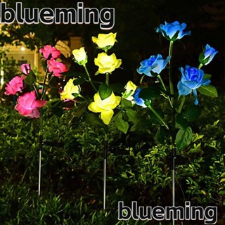 Blueming2 โคมไฟพลังงานแสงอาทิตย์ รูปดอกกุหลาบ 5 หัว สําหรับตกแต่งสวน ทางเดิน ลานทางเดิน