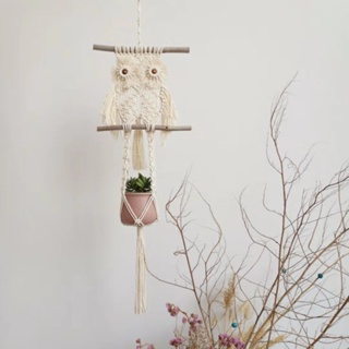 Garden Decorative Universal Handmade Vintage Nordic Style Woven Cotton Rope Owl Net Bag