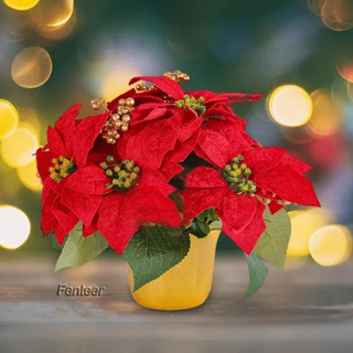 [Fenteer] กระถางดอกไม้ประดิษฐ์ สีแดง สําหรับตกแต่งบ้าน ออฟฟิศ ปาร์ตี้คริสต์มาส