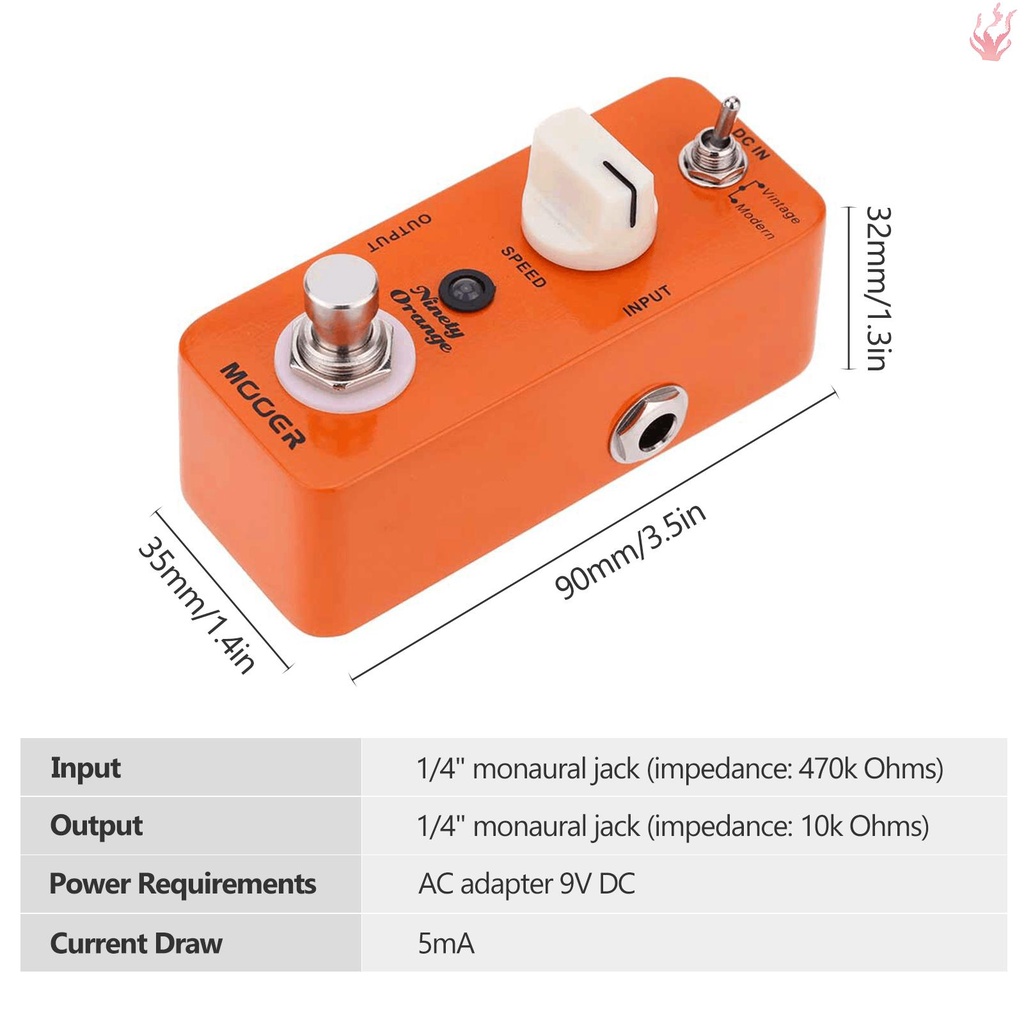 y-mooer-ninety-orange-แป้นเหยียบเอฟเฟคกีตาร์ไฟฟ้า-แบบอนาล็อก-ขนาดเล็ก