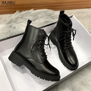 Fashion Ladies British Style Lace Up Women's Boots Casual Non-Slip Martin  Boots-Black