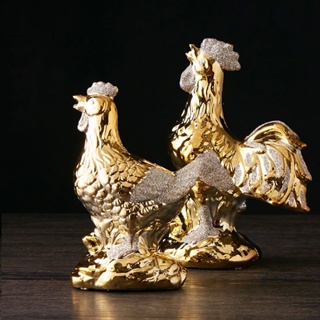 Modern Golden Rooster เดสก์ท็อปเครื่องประดับห้องนั่งเล่นเคาน์เตอร์ร้านอาหารห้องนอนงานฝีมือเซรามิคตกแต่งประติมากรรม