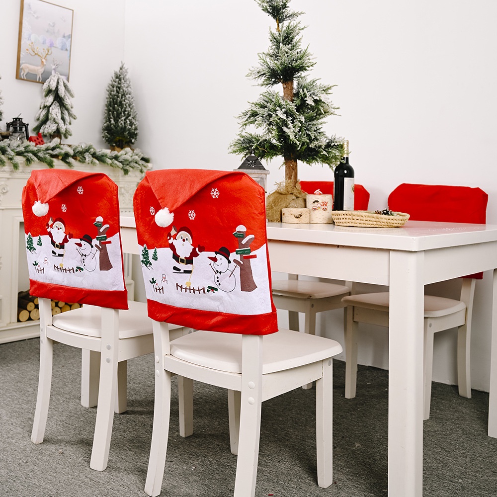 หมวกซานตาคลอส-คริสต์มาส-สร้างสรรค์-สําหรับตกแต่งบ้าน-เก้าอี้ทานอาหาร-วันหยุด