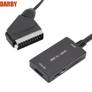 Darby SCART เป็นตัวแปลง HDMI, เอาต์พุต HDMI, อะแดปเตอร์แปลงวิดีโอความละเอียดสูง ที่สะดวกสบาย พร้อมสายเคเบิล สําหรับ DVD //PS2 / XBOX / กล่องท้องฟ้า