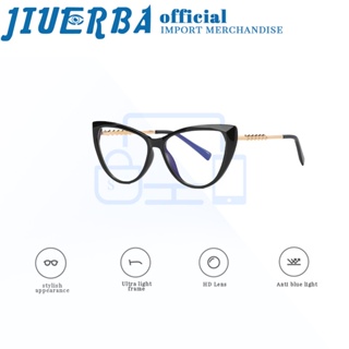 JIUERBA แว่นตา TR90 กรอบโลหะ ป้องกันรังสียูวี ป้องกันแสงสีฟ้า สไตล์ตะวันตก คลาสสิก สําหรับผู้ชาย และผู้หญิง