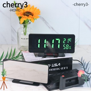 Cherry3 นาฬิกาปลุกดิจิทัล แบบกระจกตั้งโต๊ะ หน้าจอ Led โหมดกลางคืน ชาร์จ USB สําหรับตกแต่งบ้าน