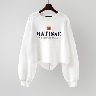 เสื้อกันหนาว ผ้าฝ้าย 25% ไฟเบอร์ 75% แบบสวมหัว พิมพ์ลาย MC HAPE แฟชั่นฤดูใบไม้ร่วง สําหรับผู้หญิง