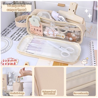 Blowgentlywind กระเป๋าดินสอ ปากกา ผ้าแคนวาส แบบสองด้าน สีมาการอง สร้างสรรค์ ของขวัญ สําหรับโรงเรียน ท่องเที่ยว