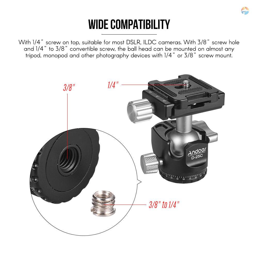 fsth-andoer-d-25c-cnc-หัวบอลอลูมิเนียมอัลลอยด์-หัวบอลบากคู่-จุดศูนย์ถ่วงต่ํา-สําหรับขาตั้งกล้อง-manfrotto-monopod-สําหรับกล้อง-dslr-ildc-รับน้ําหนักได้สูงสุด-10k