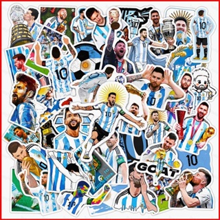 Fash สติกเกอร์ ลายฟุตบอล Messi Football Argentina World cup Star กันน้ํา สําหรับตกแต่งสมุดโน้ต สเก็ตบอร์ด ถ้วยน้ํา 50 ชิ้น ต่อชุด