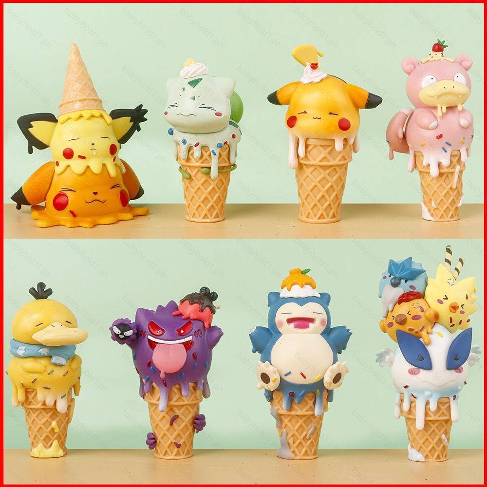 โมเดลฟิกเกอร์-รูป-pokemon-ice-cream-cone-pikachu-psyduck-bulbasaur-snorlax-gengar-slowpoke-เหมาะกับของขวัญ-ของเล่นสําหรับเด็ก-จํานวน-8-ชิ้น