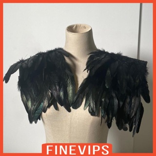 [Finevips] ผ้าคลุมไหล่ ผ้าพันคอ ผ้าคลุมไหล่ ประดับขนนก เหมาะกับเทศกาลฮาโลวีน