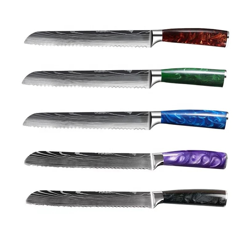 8-Inch Color Wood Handle Bread Knife Serrated Cake Knife Toast Cutter ...