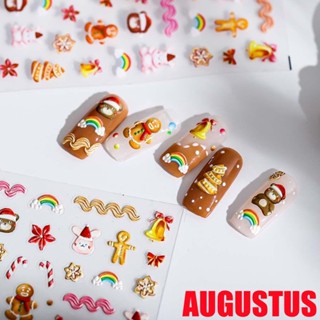 Augustus สติกเกอร์ติดตกแต่งเล็บ ลายคริสต์มาส มีกาวในตัว