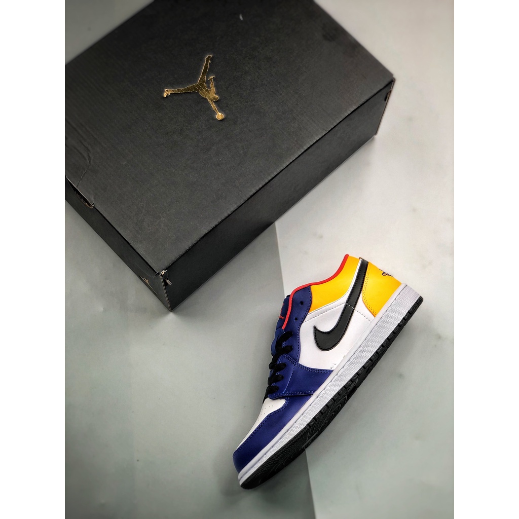 nike air jordan 1 blue brown yellow unisex basketball shoes