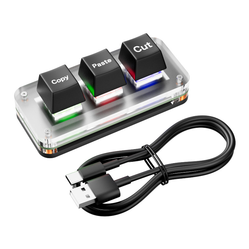 Rgb Mini Cut Copy Paste Keyboard Hotswap 3-Key Gaming Mechanical ...