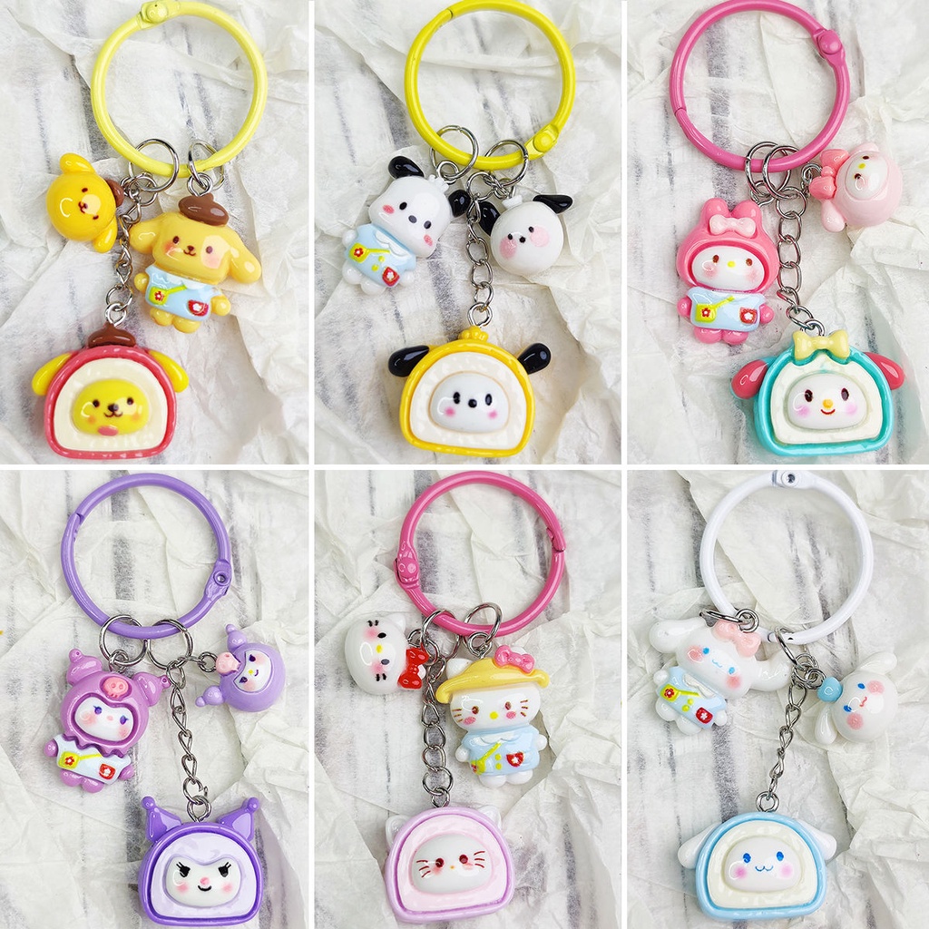 sanrio-kuromi-cinnamoroll-hello-kitty-pompom-พวงกุญแจ-การ์ตูนน่ารัก-คู่รัก-รถ-พวงกุญแจ-จี้-สร้างสรรค์-กระเป๋านักเรียน-เครื่องประดับ