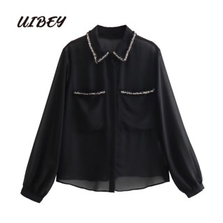 Uibey เสื้อเชิ้ตแฟชั่น คอปก อเนกประสงค์ 9747