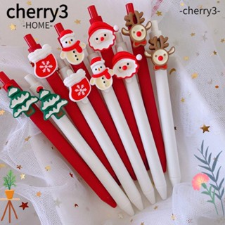 Cherry3 ปากกาลูกลื่น ลายคริสต์มาส ซานตาคลอส กวาง ของขวัญ สําหรับโรงเรียนประถม 10 ชิ้น