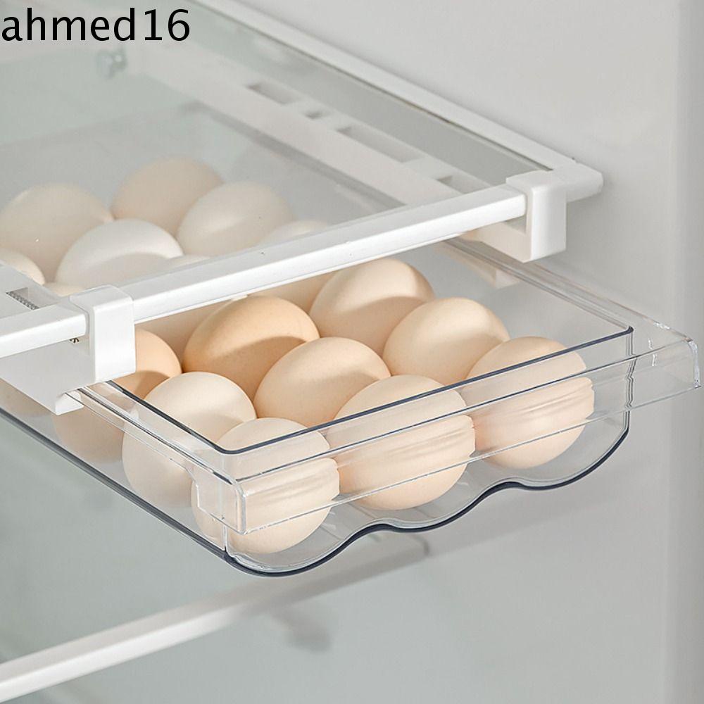 ahmed-กล่องลิ้นชักเก็บไข่-ผลไม้-พลาสติกใส-พร้อมที่จับ-สําหรับตู้เย็น