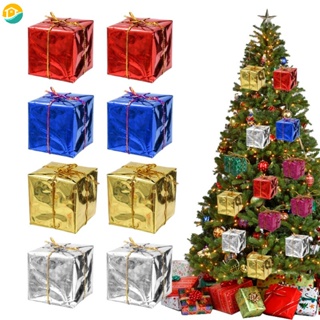 จี้กล่องของขวัญคริสต์มาส ขนาดเล็ก สุ่มสี สําหรับแขวนตกแต่งต้นคริสต์มาส DIY 6 12 ชิ้น