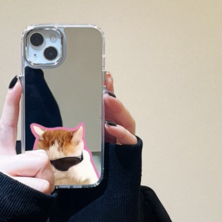 กรณีโทรศัพท์มือถือชุบกระจก เคสไอโฟน Compatible for iPhone 11 13 14 12 Pro Max 11 12 13 14 แมวเย็นกับแว่นกันแดด