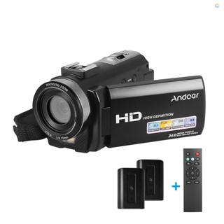 {Fsth} Andoer กล้องบันทึกวิดีโอดิจิทัล HDV-201LM 1080P FHD 24MP ซูมได้ 16X หน้าจอ LCD 3.0 นิ้ว พร้อมแบตเตอรี่ชาร์จได้ 2 ชิ้น