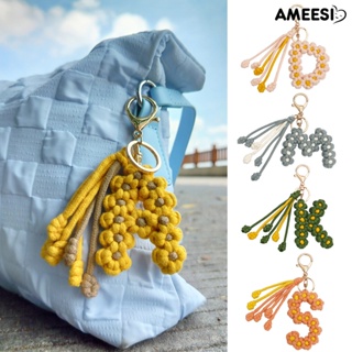 Ameesi พวงกุญแจ จี้ตัวอักษรถักมาคราเม่ แฮนด์เมด ของขวัญวันเกิด สําหรับผู้หญิง