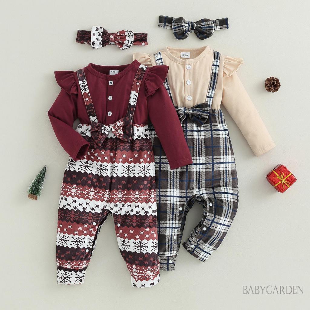 baga-0-18-เดือน-ชุดจั๊มสูท-ลายสก๊อต-แขนยาว-สีพื้น-แต่งระบาย-เกล็ดหิมะ-พร้อมที่คาดผม-สําหรับเด็กผู้หญิง