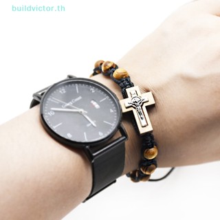 Buildvictor สร้อยข้อมือ ประดับลูกปัดไม้สน สําหรับผู้ใหญ่ ของขวัญทางศาสนา