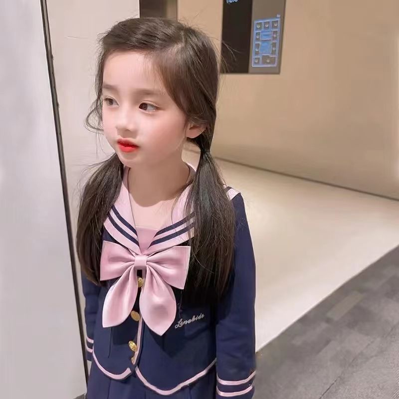 girls-college-style-dress-spring-and-autumn-new-style-foreign-style-childrens-collar-jk-uniform-suit-girls-pleated-skirt