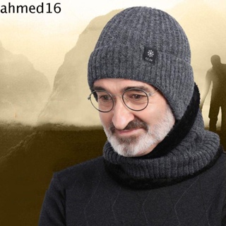 Ahmed หมวกผ้าพันคอ ผ้ากํามะหยี่ขนนิ่ม ป้องกันหู ให้ความอบอุ่น แฟชั่นสําหรับผู้ชาย