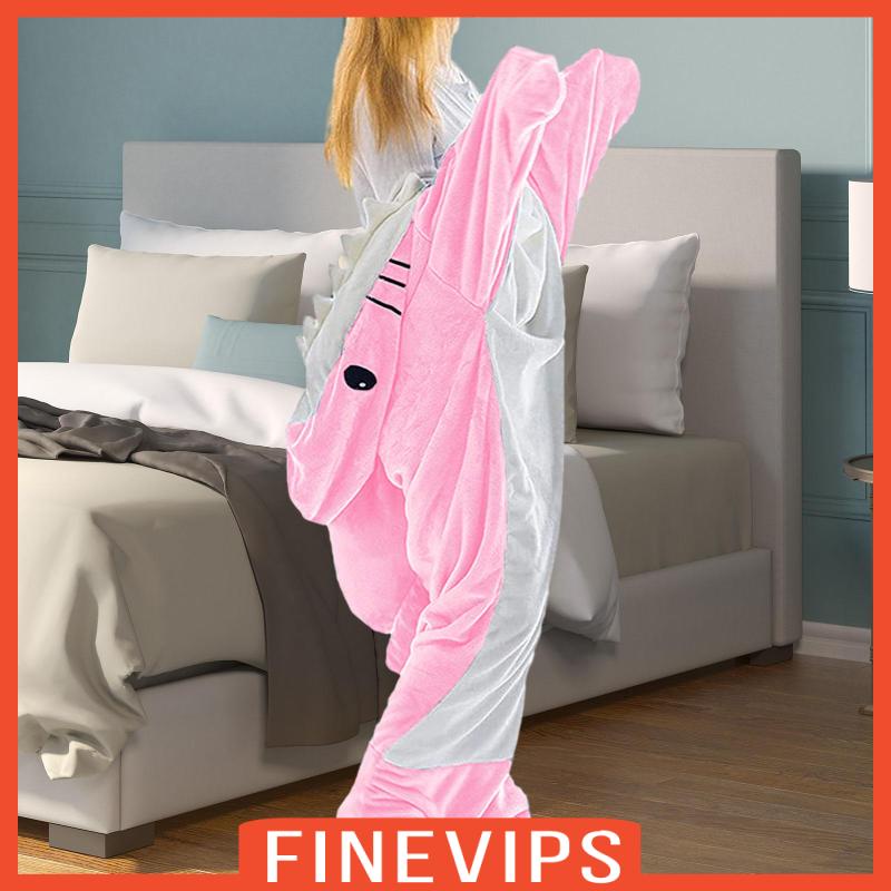 finevips-ผ้าห่มคอสเพลย์-รูปสัตว์ฉลามน่ารัก-แบบนิ่ม-สําหรับผู้หญิง